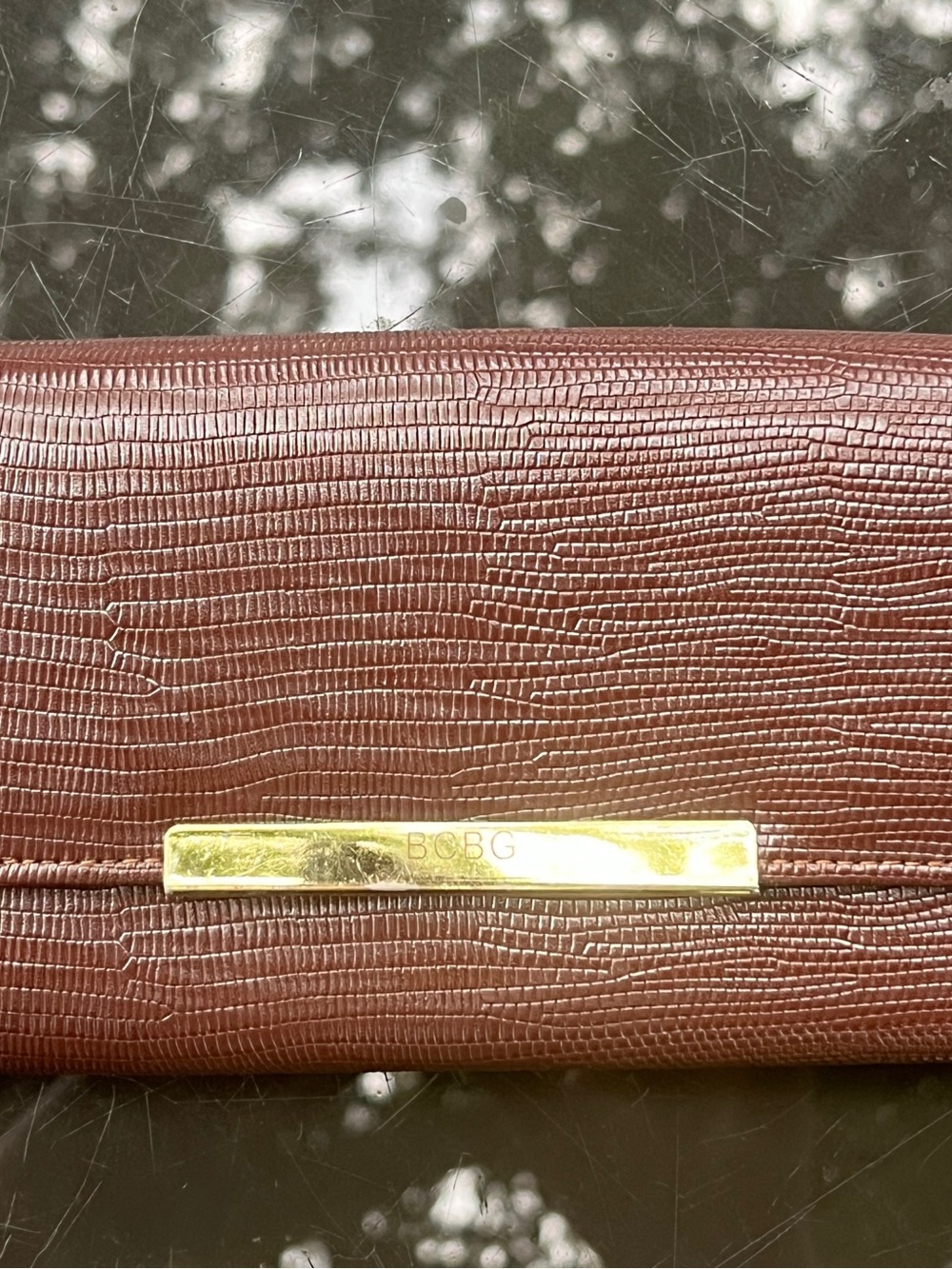 BCBG Paris Brown Folding Wallet w/ Logo Accents, Credit Card Slots